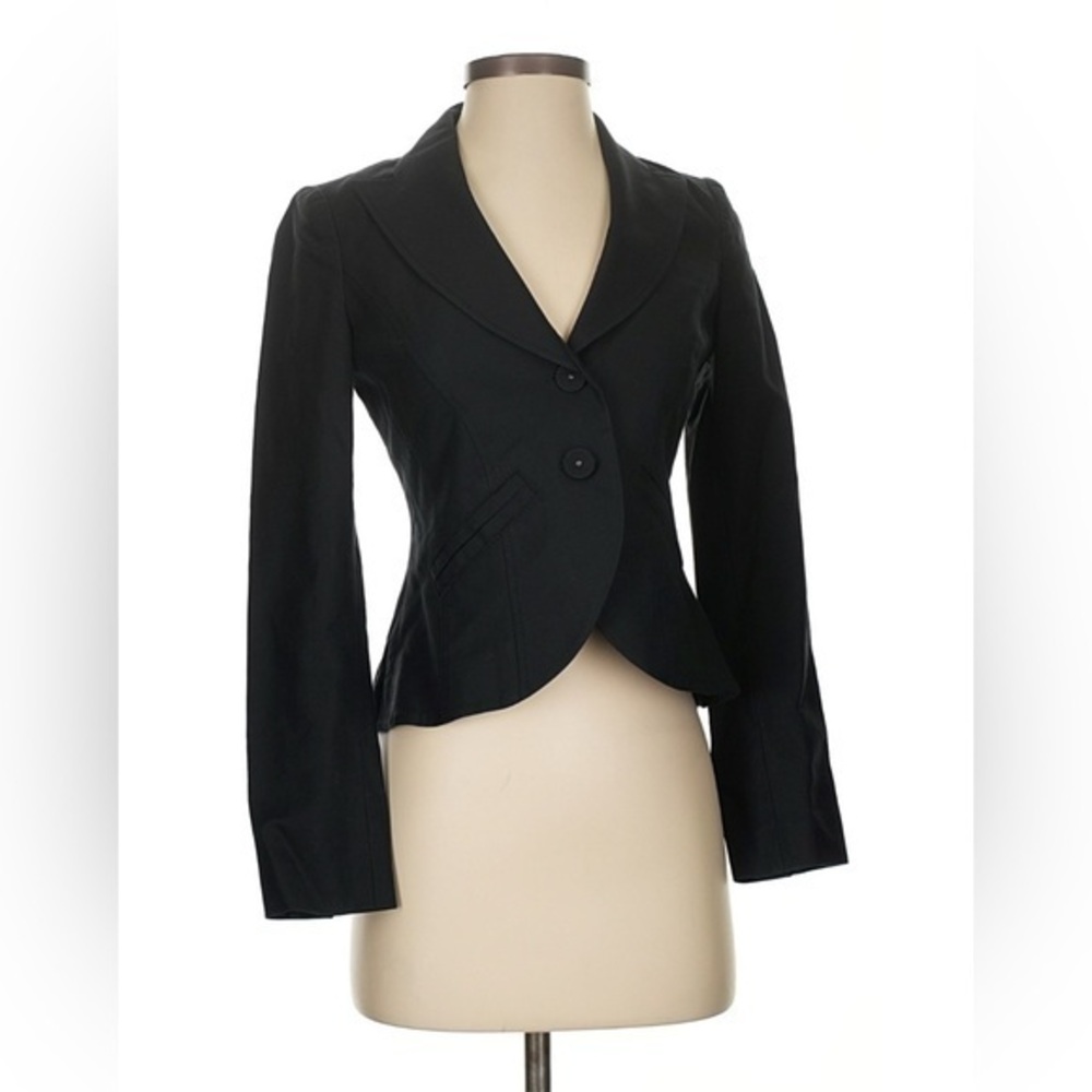 Rebecca Taylor Tailored Cropped Black Blazer Jacket 2 / XS Interview Outfit